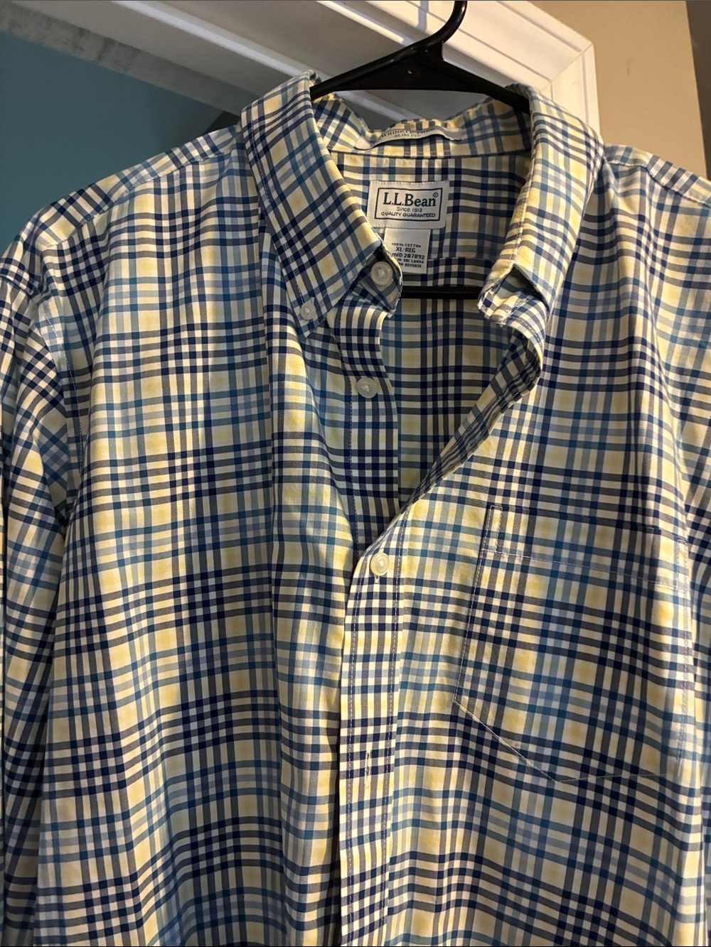 L.L. Bean Blue and Yellow Plaid Button-Down Shirt